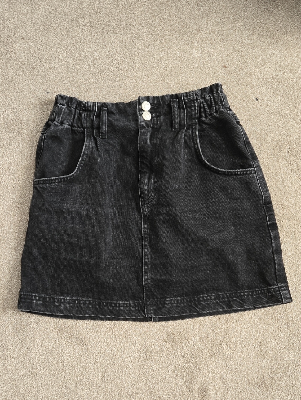 Women's Topshop Black Denim Paper Bag Mini Skirt LIKE NEW
